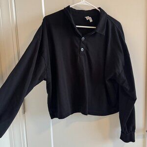 Black long-sleeve polo in size L